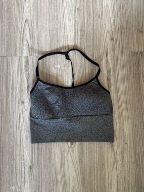 PINK Victoria's Secret Grey Seamless Sports Bralette with Black Trim